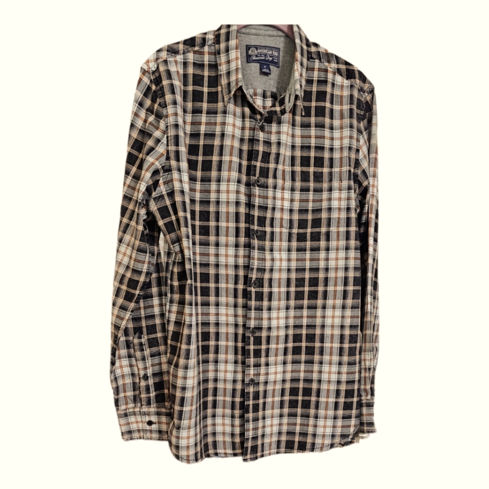 AMERICAN RAG Men's Long Sleeve Distressed Plaid Shirt M - Picture 4 of 9